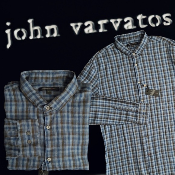 John Varvatos Star USA Fulton Gradient Check L/S Shirt - Picture 11 of 16